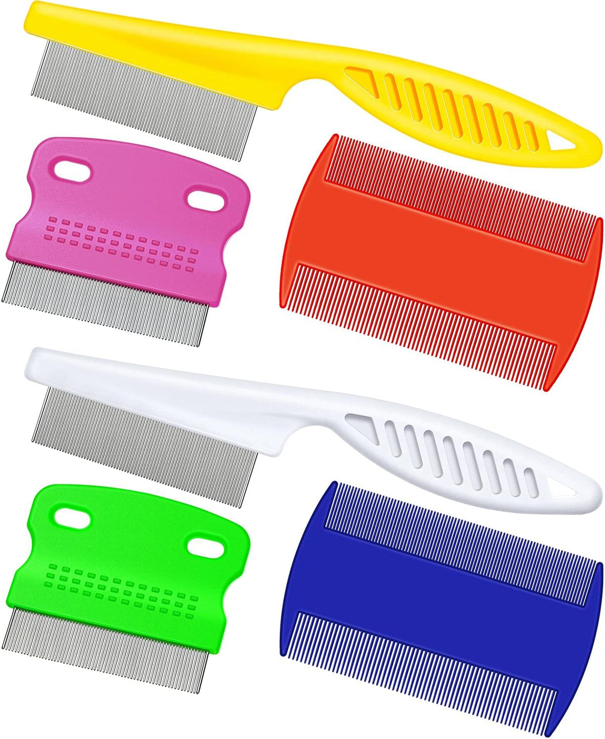 6 Pack Flea Comb Pet,White, Yellow, Green, Purple, Orange, Dark Blue
