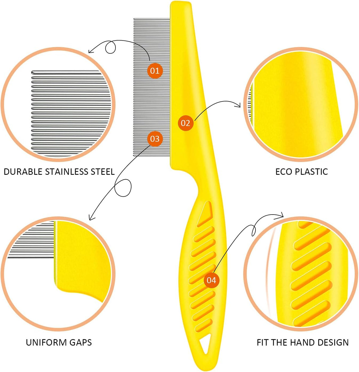 6 Pack Flea Comb Pet,White, Yellow, Green, Purple, Orange, Dark Blue