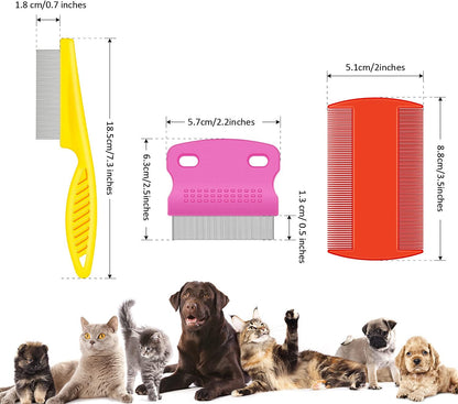 6 Pack Flea Comb Pet,White, Yellow, Green, Purple, Orange, Dark Blue
